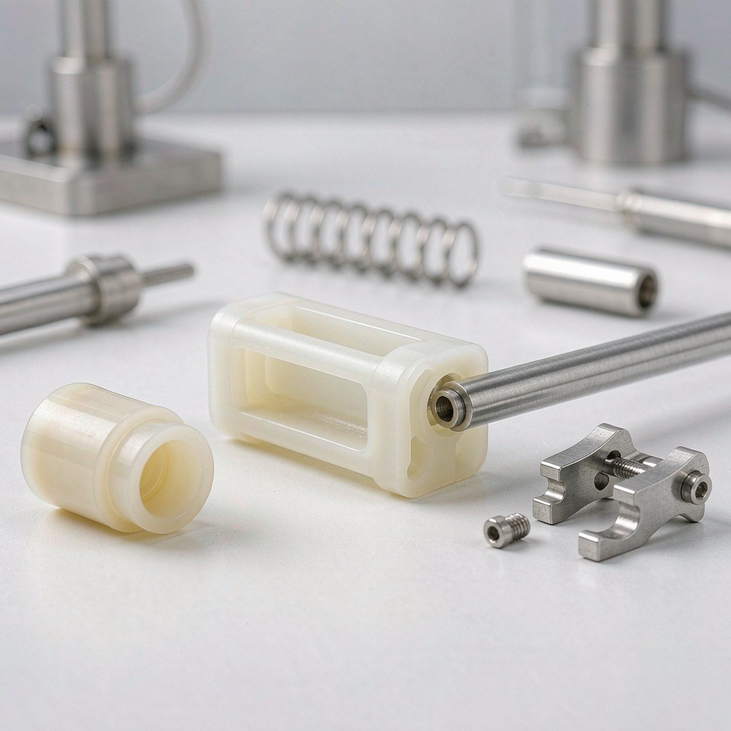 Precision machined PEEK and stainless steel parts for medical robotics and drug delivery