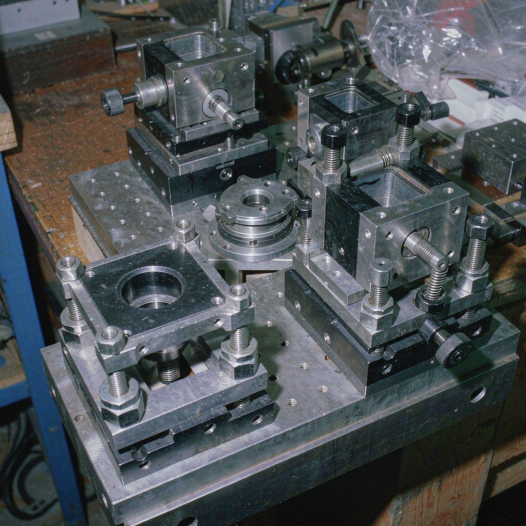 CNC machined alignment fixtures: kinematic mounts, tip-tilt plates and adjuster brackets